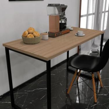 Imagem de Mesa de Escritório Moderna, 90 x 60 x 75 cm, Estrutura Metálica, Design Minimalista (Preto)