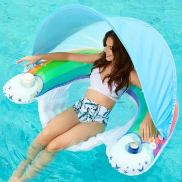 Imagem de Flutuador de piscina com dossel Jasonwell inflável para adultos