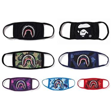 Imagem de Xshelley Pacote Com 7 Máscaras De Algodão Estampas Tubarão, Máscara Engraçada Antipoeira, Esqui, Ciclismo E Camping, Meia Boca