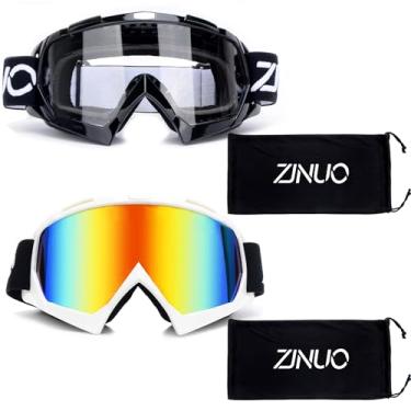 Imagem de ZJNUO Óculos De Proteção Para Motocross, Pacote Com 2 Motociclismo, Quadriciclo, Off-Road, Adultos, Homens, Mulheres E Jovens (Preto Branco)
