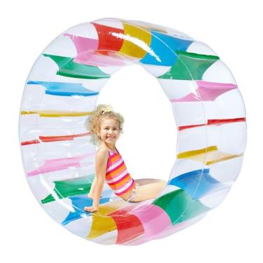Imagem de Rolo de roda inflável gigante de 160 cm colorido para piscina brinquedo rolando no gramado lago praia festa interna ao ar livre brinquedos divertidos piscina aquática crianças verão - suprimentos para