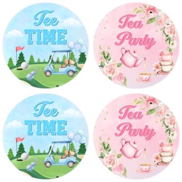 Imagem de Serencatcher 80 peças de adesivos de decoração reveladores de gênero de golfe, 5 cm para chá ou chá de equipe, meninos ou meninas, adesivos redondos autoadesivos para jogos, envelopes, revelação de