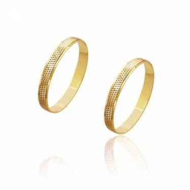 Imagem de Par de Alianças de Casamento Zeus Ouro Centro Pontuada 2,8mm 2,3g - Jo