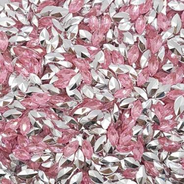 Imagem de Colagem Navete Strass Acrílico Rosa Transparente 4x8mm 300pçs 15g - Ma