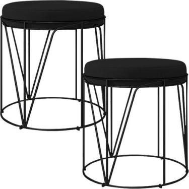 Imagem de Kit 02 Puffs Decorativo Aramado Preto Zaya L02 Corano Preto - Lyam Dec