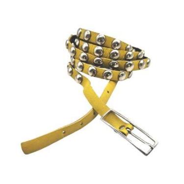 Imagem de Cinto feminino couro duas voltas com cravos punk rock metal MA018 - Ba