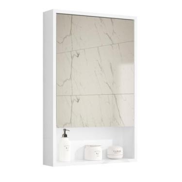 Imagem de Espelheira Gaia Armário Aéreo Para Banheiro - Branco - Emes Moveis