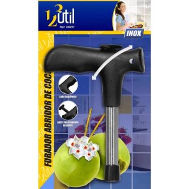 Imagem de Fura Coco Furador Abridor Manual Inox Praticidade na Cozinha - 123útil
