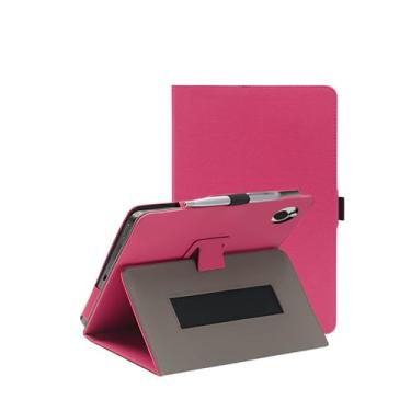 Imagem de Capa para tablet Wacom MovinkPad 11 polegadas, capa dobrável de couro sintético FJIASTB com suporte para caneta e alça de pulso, portátil para viagens de negócios (rosa vermelha)