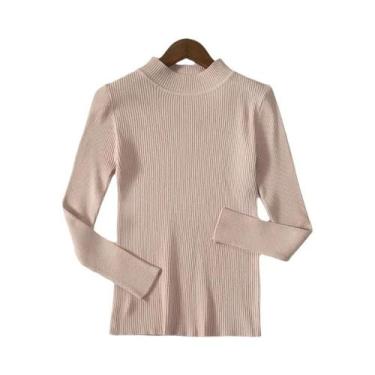 Imagem de Suéter Feminino De Cashmere Com Gola Alta, Básico, Sólido, Casual Para