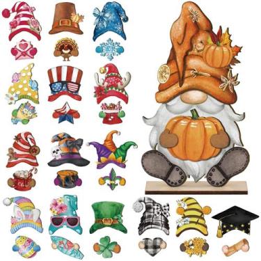 Imagem de Gnomo de madeira decorativo Blulu intercambiável com ímã