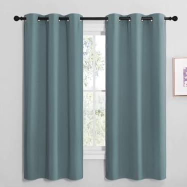 Imagem de Cortinas Blackout NICETOWN, azul acinzentado moderno, 42x68cm, 2 painé
