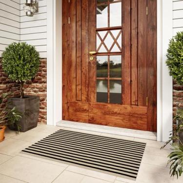 Imagem de Tapete de porta ao ar livre LEEVAN Tapete de boas-vindas lavável preto
