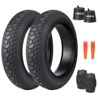 Imagem de MEGHNA Fat Bike Tire 40.6 cm Pneu de bicicleta elétrica 40,6 x 7,6 cm (75-305) Heavy Duty Knooby antiderrapante dobrável pneu todo terreno para E-Bike Snow Bike Kids Bike (2 conjuntos, 40,6 cm)