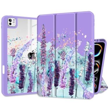 Imagem de Batianda Capa para iPad Pro de 13 polegadas 2024, chip M4 modelo A2925/A2926 [suporte de lápis embutido], capa à prova de choque com parte traseira transparente transparente de TPU macio, hibernar