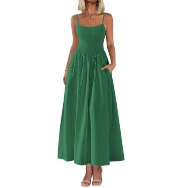 Imagem de Vestido longo feminino PRETTYGARDEN, com blusa, verão 2025, verde escu