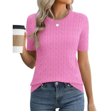 Imagem de Suéter Micoson Valentines de manga curta Cable Knit Pink S