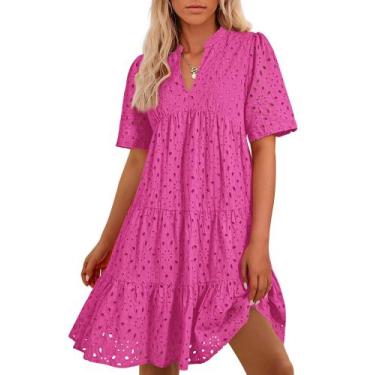 Imagem de Vestido casual BTFBM feminino Boho Summer Resort com decote em V