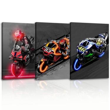 Imagem de Arte de parede Sorventina Motorcycle Racing em tela de 3 peças 40x60cm