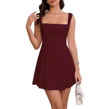 Imagem de Vestido feminino LUNAMODA, decote quadrado, sem encosto, gravata borbo