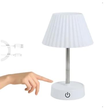 Imagem de Luminária de Mesa LED Retrátil com Sensor de Toque Abajur USB Recarregável Portátil Moderno para Quarto Escritório