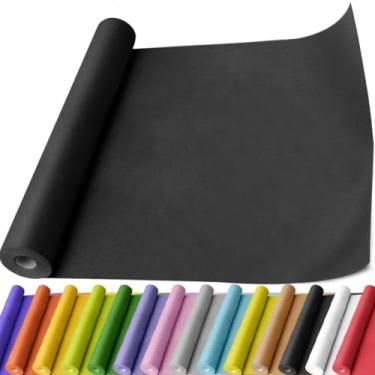 Imagem de PerkHomy Rolo de papel kraft preto 44,5 cm x 1,930 cm (63') para embrulho de buquê de flores arte pintura artesanato embalagem envio 80GSM 25 kg (preto, 44,5 cm x 63')