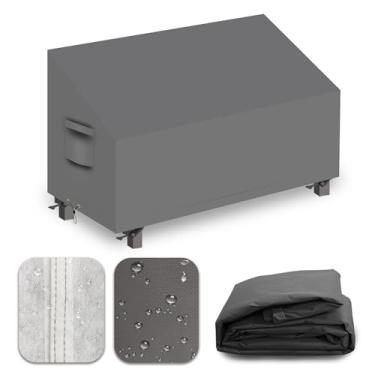 Imagem de CNCZMH Capa de sofá resistente ao ar livre, capa de sofá de 3 lugares à prova d'água para móveis, capa de sofá de lona 600D com saída de ar e alça (cinza, 55 x 33 x 24/89 cm)