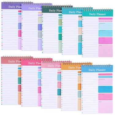 Imagem de Molain Pacote com 10 blocos de notas para fazer diariamente, lindos blocos de anotações, 12,7 x 20,3 cm, 30 folhas, agenda espiral, cadernos de trabalho, para planejamento diário fácil, suprimentos de