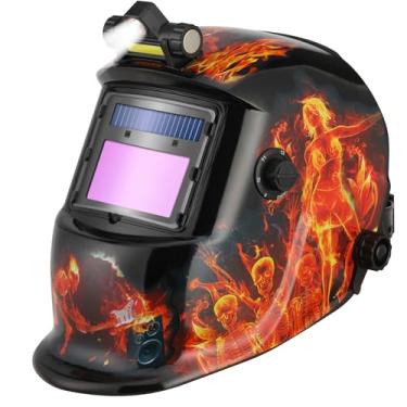 Imagem de WALKEREN WR01A Capacete de soldagem escurecimento automático com luz LED cor verdadeira capa de soldador movido a energia solar com faixa de sombra ajustável 4/9-13 para máscara de soldagem a arco Mig