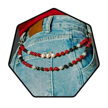 Imagem de Navoky Correntes para calças com contas com tema de beisebol, contas azuis royal, fecho lagosta prata, One Size, Metal, Sem Pedra Preciosa