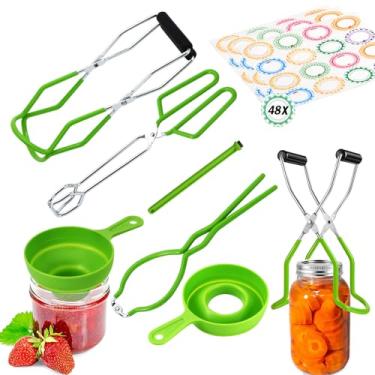 Imagem de Kit completo de suprimentos para conservas - Conjunto para iniciantes com ferramentas de enlatamento, pinças, levantador de jarra, funil de boca larga, etiquetas, acessórios de panela de conserva de
