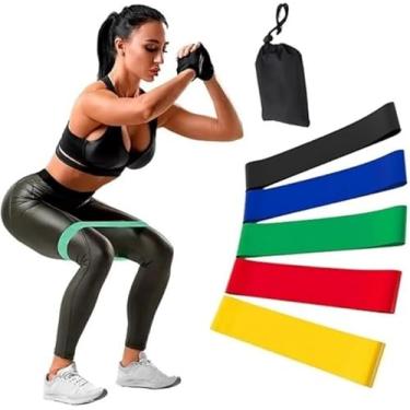 Imagem de Kit 5 Faixas Elasticas Mini Band Para Exercício Funcional Corpo Todo Alongamento Musculação Faixa De Borracha Academia Faixa Elastica Para Treino Em Casa Ginastica Pilates Fisioterapia e Yoga Premium