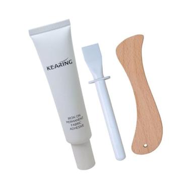 Imagem de Vaveren Cola de tecido permanente para passar a ferro Cola macia Liga com ferro Calor Líquido leitoso Suprimentos de costura versáteis Cola para passar roupa