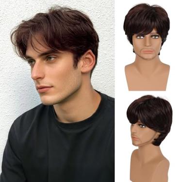 Imagem de SOVAEER Peruca masculina curta sintética para fantasia diária de Halloween (cor: marrom#)