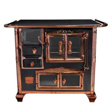 Imagem de Fogão a Lenha N 1 Princess Preto Rose Gold com Tampa Saida Direita