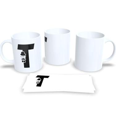 Imagem de Caneca de Porcelana Masculina Letra Inicial do Alfabeto (T)