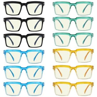 Imagem de GTSY Pacote com 12 óculos de computador com padrão grande com bloqueio de luz azul, Pacote com 12 mistos - Uvr2027, +2.50
