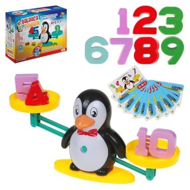 Imagem de Balança do Pinguim, Brinquedo Educativo Matemática com Números e Cartas, 5+ Anos