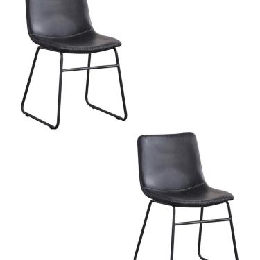 Imagem de Kit com 2 Cadeiras Estofada em Couro Oxford Vintage Preto