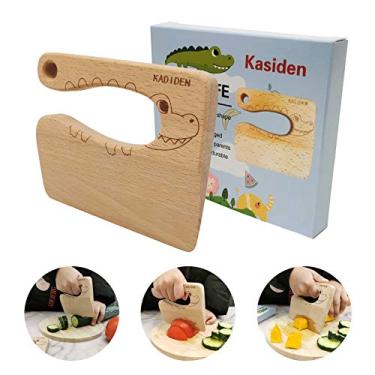 Imagem de Kasiden Faca infantil de madeira para cozinhar, facas seguras para crianças, brinquedo de cozinha, picador, cortador de legumes e frutas (para crianças de 2 a 8 anos)