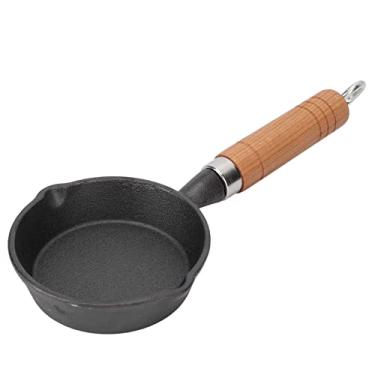 Imagem de Depisuta Mini Frigideira de Ferro Fundido de 3.9 Polegadas, Mini Frigideira de Ovo de Fundo Plano Com Alça de Madeira, Pequenos Utensílios de Cozinha de Panqueca para Gasolina,