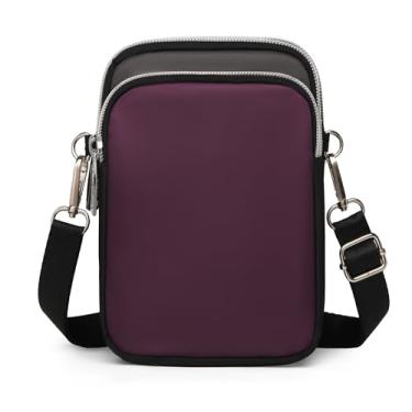 Imagem de JANKS Pequena bolsa transversal feminina mini bolsa de celular bolsa de viagem bolsa carteira bolsas ajustáveis sobre a alça de ombro, 06 Roxo/Cinza
