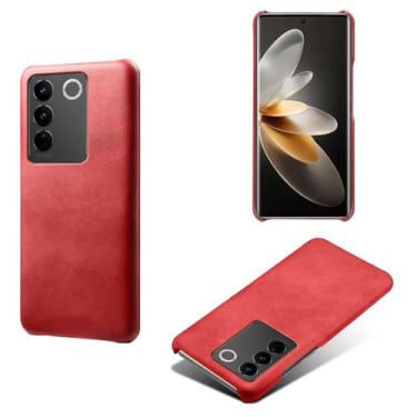 Imagem de Capa para vivo S16,Proteção contra quedas,Casca de volta de cor sólida simples,Design de couro de imitação de plástico-Red