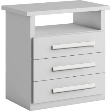 Imagem de Mesa de Cabeceira 3 gavetas telescópicas - Malibu-Branco - Bianchi Móveis