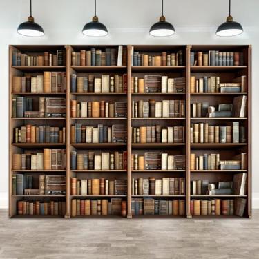 Imagem de ASDCXZ 2,1 x 1,5 m, estante vintage, tema de fotografia, livros antigos, biblioteca, reunião, videoconferência, banner, decoração, festa de aniversário, cabine fotográfica, adereço