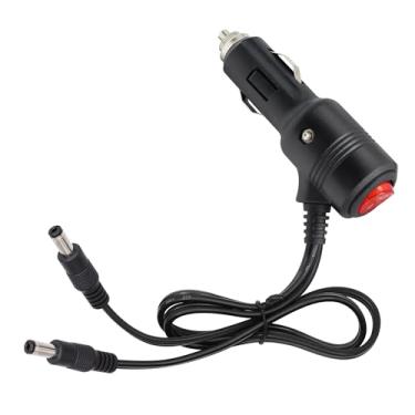 Imagem de Xilaghy Cabo adaptador de isqueiro de carro 12V/24V DC duplo 5,5 mm x 2,1 mm macho para isqueiro de carro macho com interruptor ON/OFF e LED (1FT/0,3M)