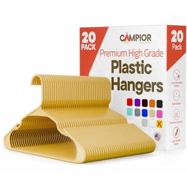 Imagem de Cabides de plástico – Conjunto de cabides resistentes para organizar roupas, vestidos e casacos, comporta até 2,3 kg, cabides que economizam espaço com ranhuras antiderrapantes nos ombros, pacote com