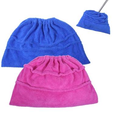 Imagem de 2 peças meias de esfregão capa de pano de vassoura com faixas elásticas, almofadas laváveis, ferramenta de limpeza de rodapé, reposição de pano de esfregão reutilizável multiuso, adequada para pelos