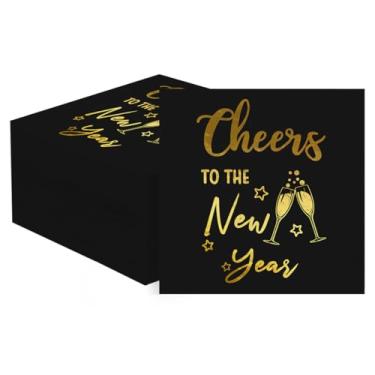 Imagem de Horaldaily 100 guardanapos decorativos de papel descartável de Ano Novo de 2026, toalha de mão Cheers to the New Year para festa, almoço, jantar, cozinha, banheiro