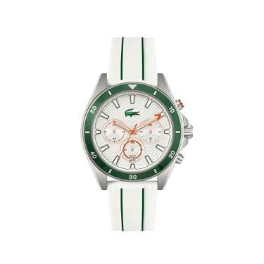 Imagem de Lacoste Relógio cronógrafo masculino Mainsail - aço inoxidável - resistente à água até 5 ATM/50 metros - contemporâneo, esportivo - relógio moderno premium - presente para ele - 43 mm, Branco